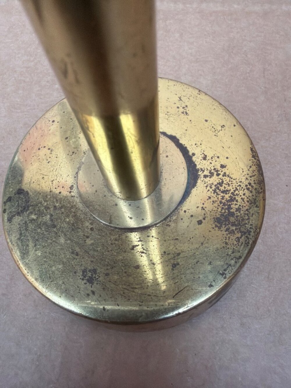 Vintage Brass Shaving Set - 7" Stand Brush Holder Razor Gentleman Vanity - Picture 10 of 13